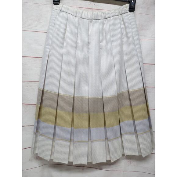 Vtg Edinburgh Woollen Mill Pleated Skirt Striped Sz 14 w/Tag Great Britain Wool - Picture 5 of 10